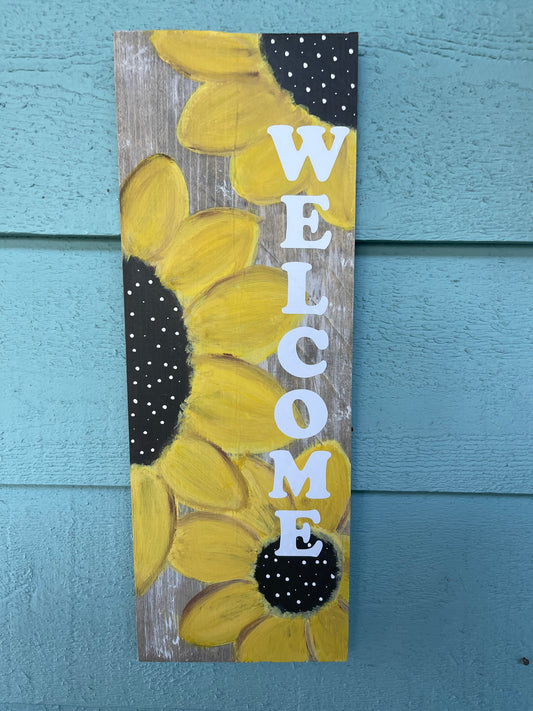 Painted Plank - Sunflower Welcome