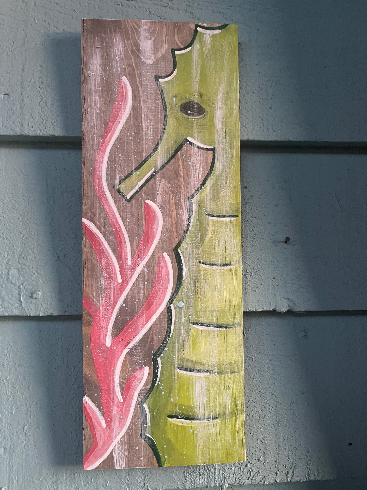 Painted Plank - Green Sea Horse