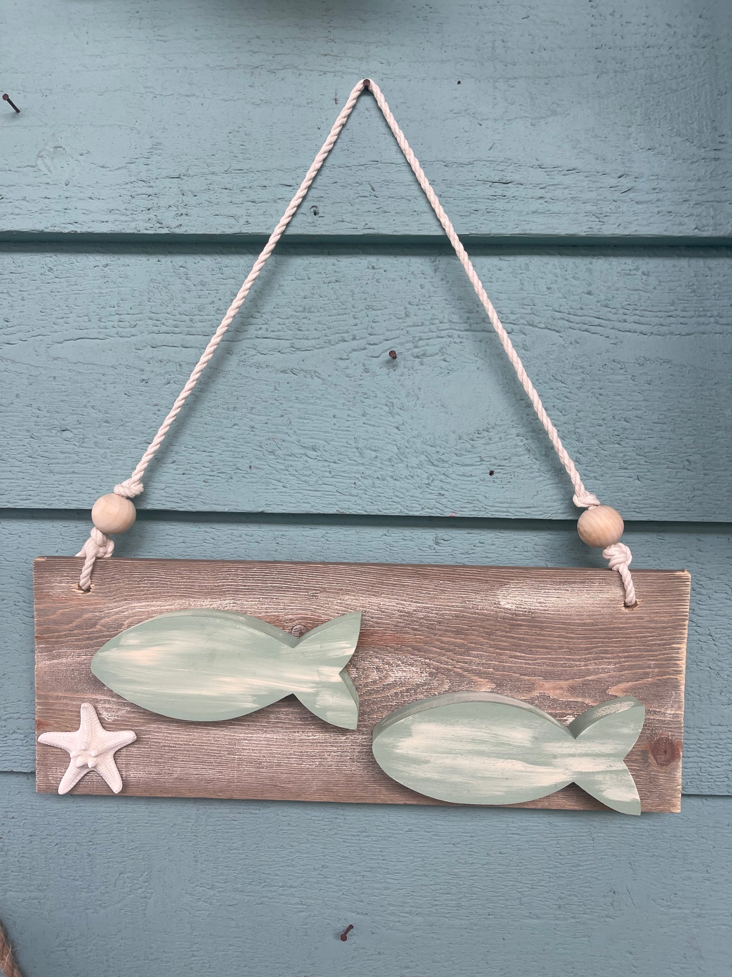 Double Fish Plaque - Pale Sea Green