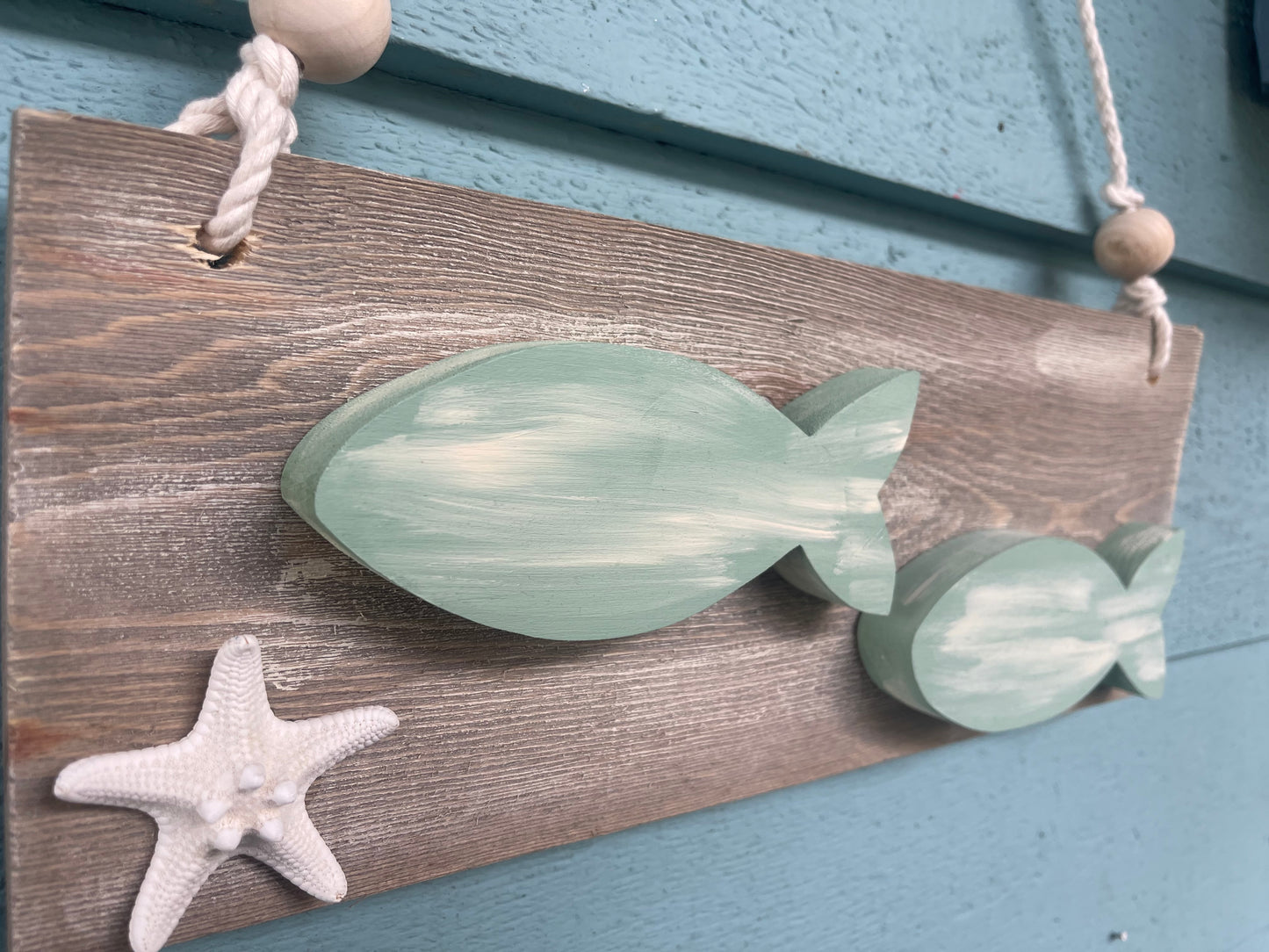 Double Fish Plaque - Pale Sea Green