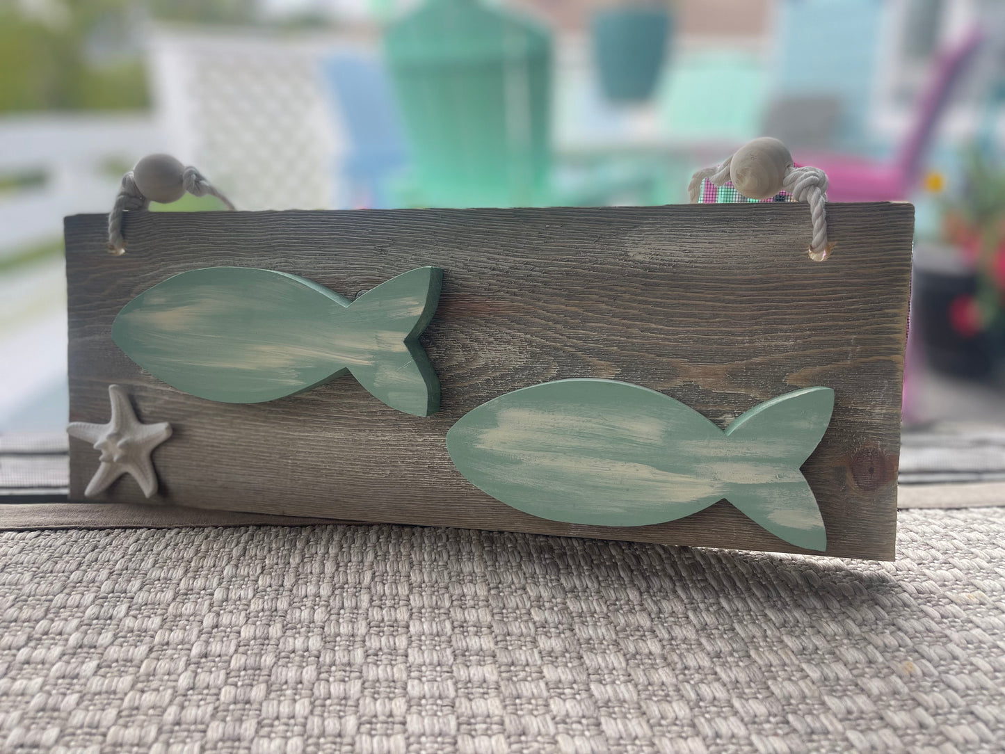 Double Fish Plaque - Pale Sea Green