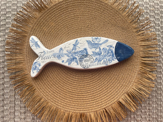 Blue and White Fish - Medium